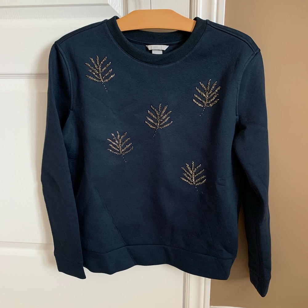 Navy Blue Sequin Crewneck H&M